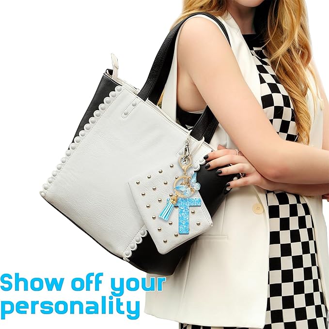 Initial letter Keychains for Women Girls Tassel Butterfly Cute Keychain for Wallet Backpack charm