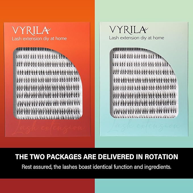 VYRILA Lash Clusters 0.05mm Individual Lashes, 3D Wispy Lashes Clusters, 0.1mm Super Thin Band Resuable Natural Lashes,D Curl Faux Mink Lashes,108pcs Lash Extension (Green Soul-D-0.05-8-16mix)