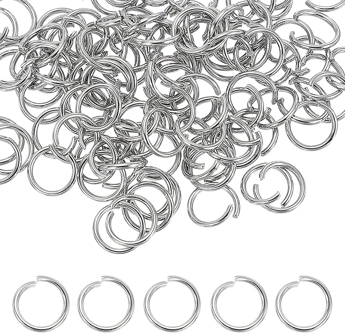 uxcell 120pcs Open Jump Rings, 10mm Stainless Steel Split O Rings 1.2mm Thick Connector Ring for Bracelet Necklace Pendant Jewelry Keychain DIY Craft Making, Silver