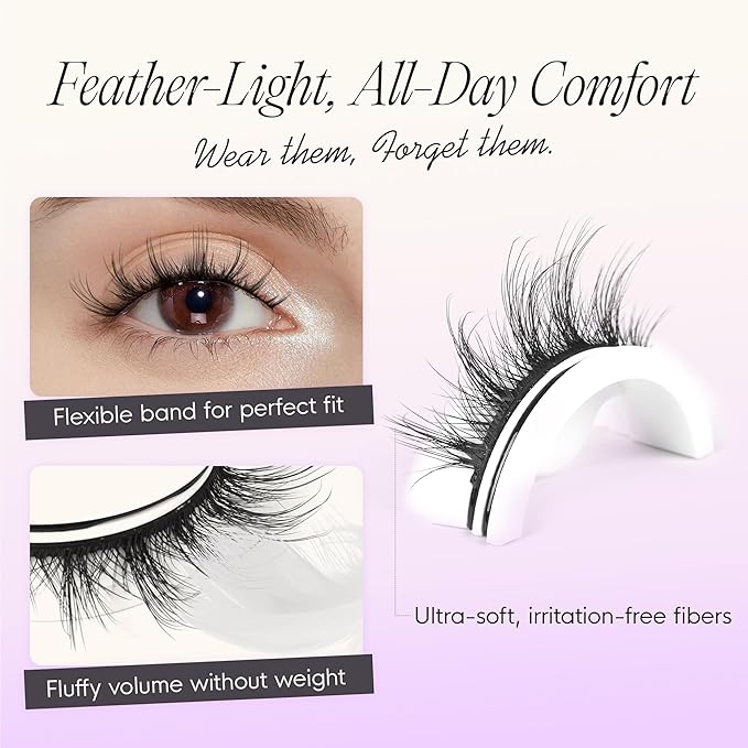 BEYELIAN Self Adhesive Eyelashes Manga Lashes Pre Glued Anime Lashes Wispy No Glue Need Spiky Eyelashes Korean Japanese Asian Cosplay Fake Eyelashes CS120