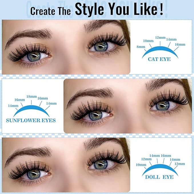 KEVKEV Lash Clusters Flora Eyelash Clusters 8-18mm Lashes Clusters 144pcs Soft Cluster Eyelash Extensions Ultra-Thin Band Ultra-Light Natural Look Natural Lash Clusters DIY Lash At Home(K03)