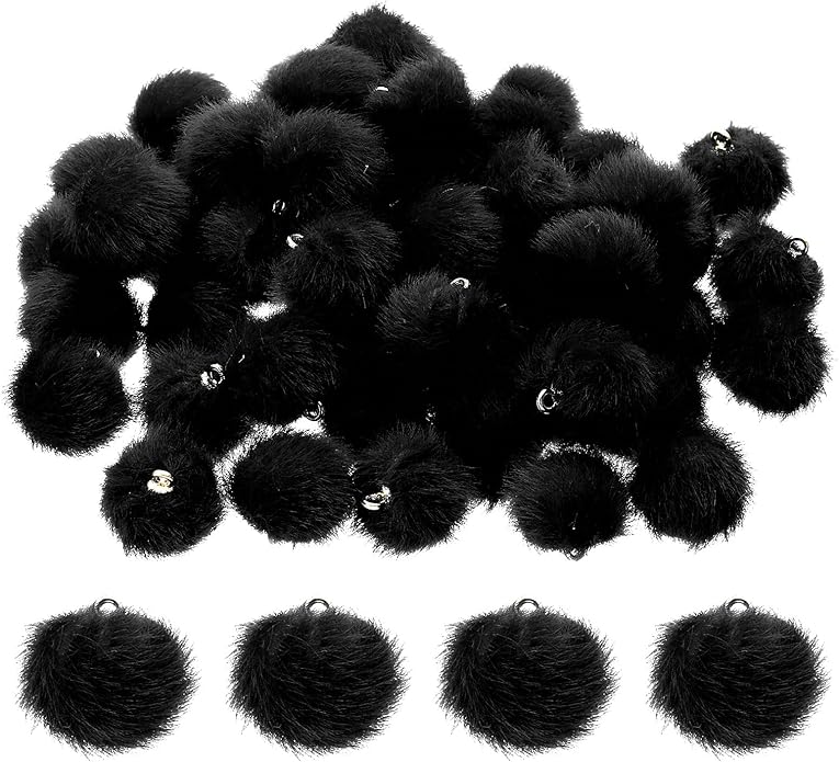 PATIKIL 50pcs Pom Poms Charm, Pompoms Charm Craft Pom Poms Pendants Balls Small Fluffy Tassel Bulk for Crafts Jewelry Making