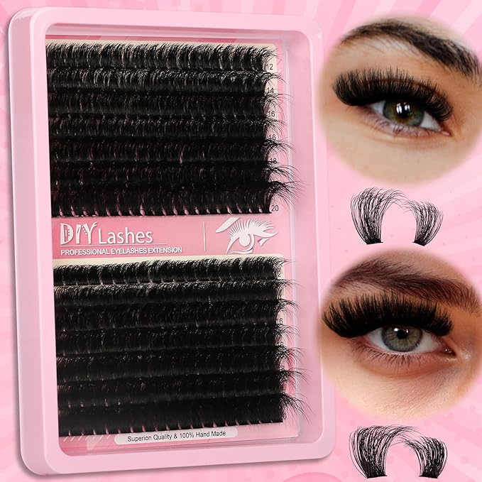 Himirell 280 Pcs Lash Clusters Extensions Kit - 80D 100D 12-20mm Faux Mink Individual Eye Lash Clusters with D Curl Wispy for DIY Lash Extension at Home