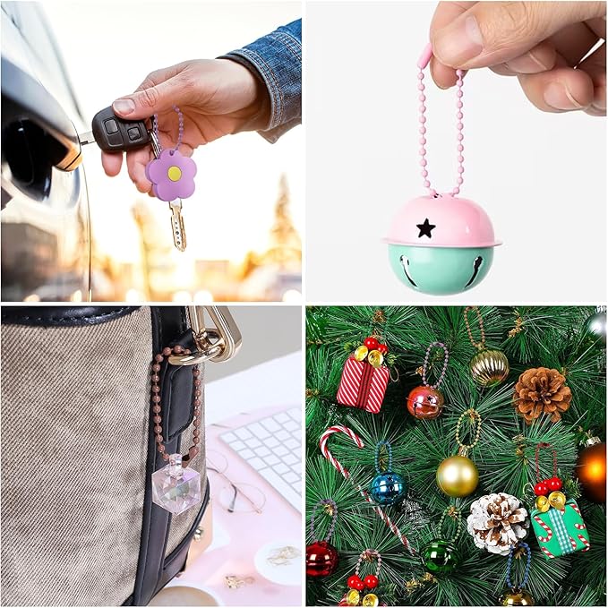 Lemonkey 20Pcs Ball Beads Chains Bulk,Coffee Keychains Rings Metal Chains,4 Inch Dog Tag Metal Small Chains with Connectors for Hanging Decoration