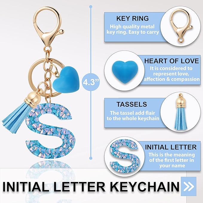 Alphabet Initial Letter Keychain Cute Heart Resin - Letter Keychain for Backpack Charms - Initial Keychains for Women