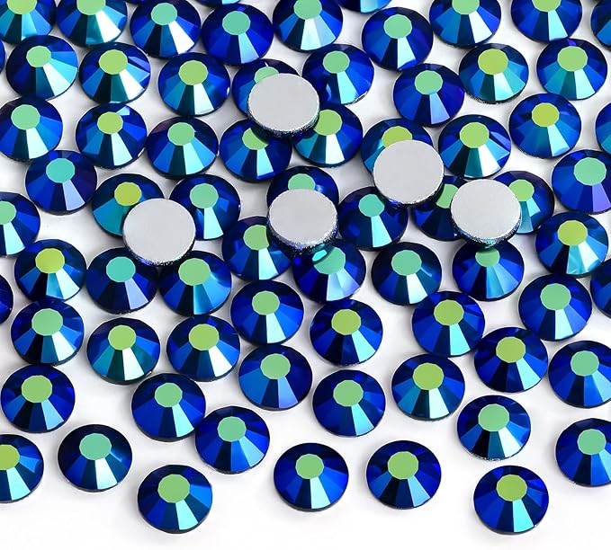Glue Fix Crystal Flatback Rhinestones Glass Diamantes Gems for Crafting Nail Art Crafts Decorations Clothes Shoes 3.2mm (ss12 1440pcs, Jet AB)