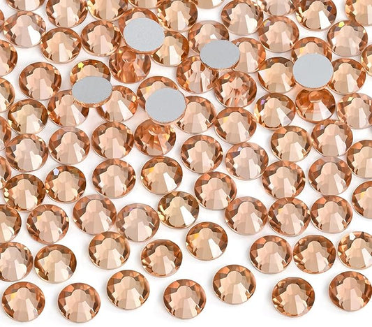 Jollin Glue Fix Crystal Flatback Rhinestones Glass Diamantes Gems for Crafting Nail Art Crafts Decorations Clothes Shoes 7.2mm (ss34 288pcs, Champagne)