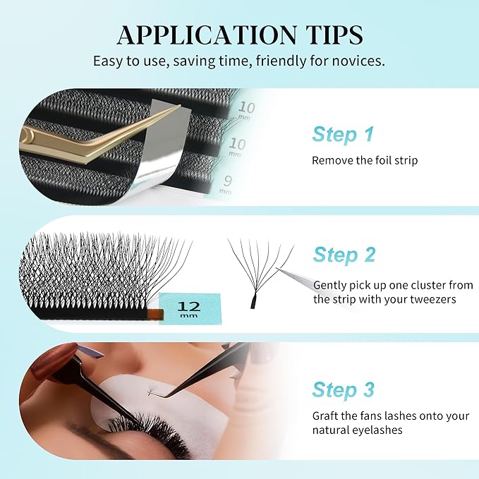 GLAMLASH W Eyelash Extensions 7D Russian Volume Premade Fan Natural Soft Matte Black False Lashes Professional Salon Supplies(7D,0.07,D,14mm)