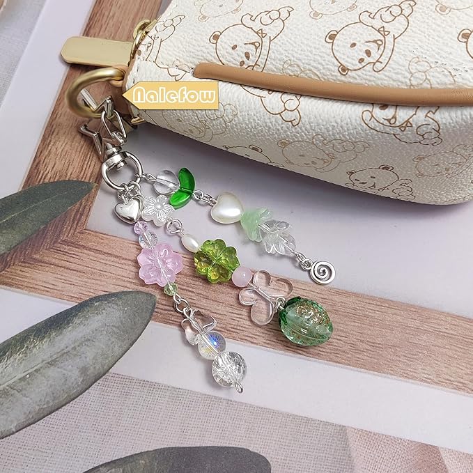 Keychain Bag Accessories Cute Cherry Strawberry Flower Keychains Accessories Decor for Keys Bags Purses Gift