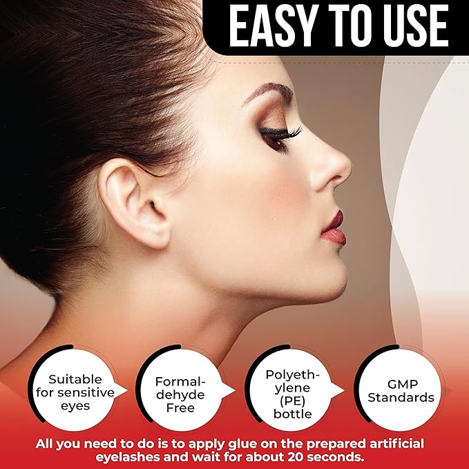 NOON'S UP Black Eyelash Glue - Super Strong Hold, Waterproof, Hypoallergenic Adhesive for Sensitive Eyes (0.14 Fl. Oz.)