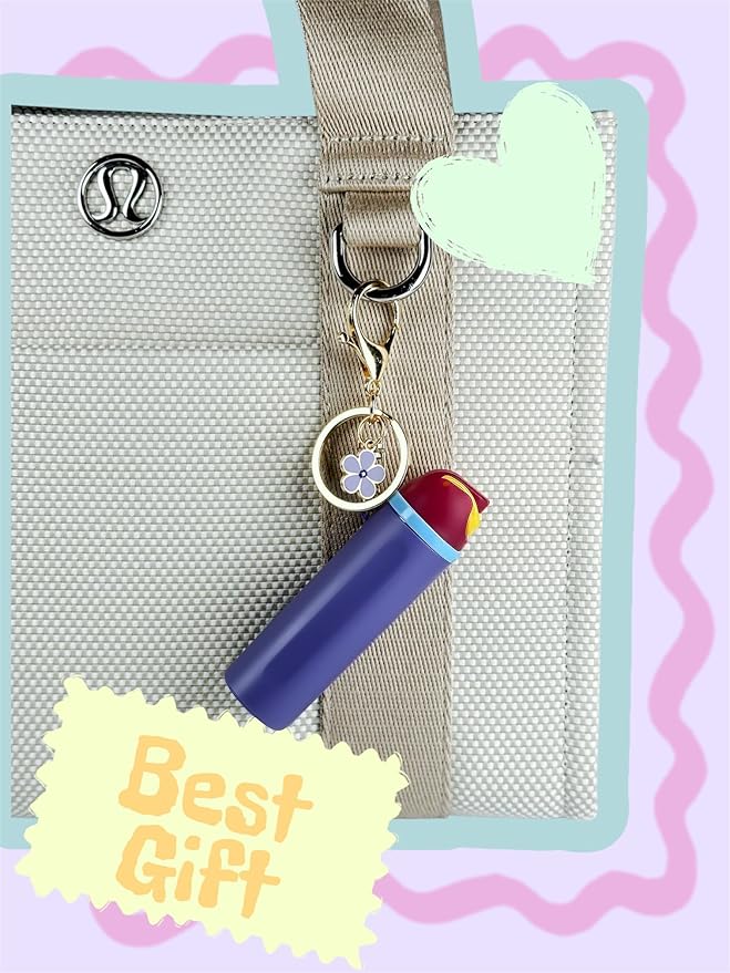 Mini Trendy Bottle Keychain Accessories Compatible with Owala Water Cute Tumbler Cup Chapstick Lip Balm Holder Charms