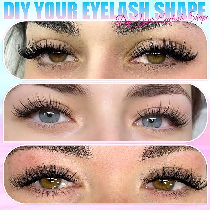 Lash Clusters Kit 288pcs, Natural Wispy DIY Eyelash Lashes Clusters Extensions Kit, 10-18mm D Curl with Lash Glue, Brush Tweezer