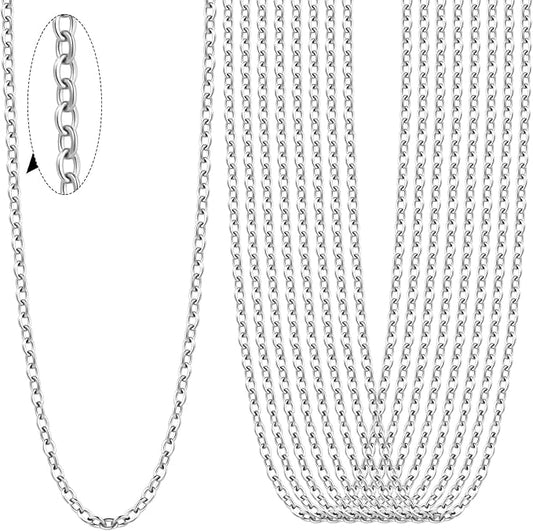 24PCS Cable Necklaces for Jewelry Making 2MM Stainless Steel Cable Link Chains Bulk for DIY Necklace