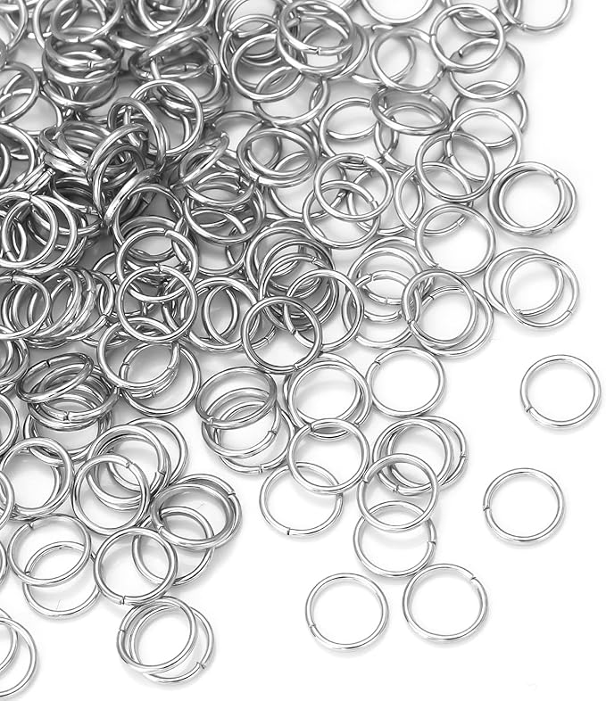 1000 Pcs 8mm Open Jump Rings Rhodium Plated Jump Rings for Jewelry Making Iron Made Single Ring Bulk for DIY Craft Earring Necklace Bracelet Pendant Choker Jewelry Making Finding