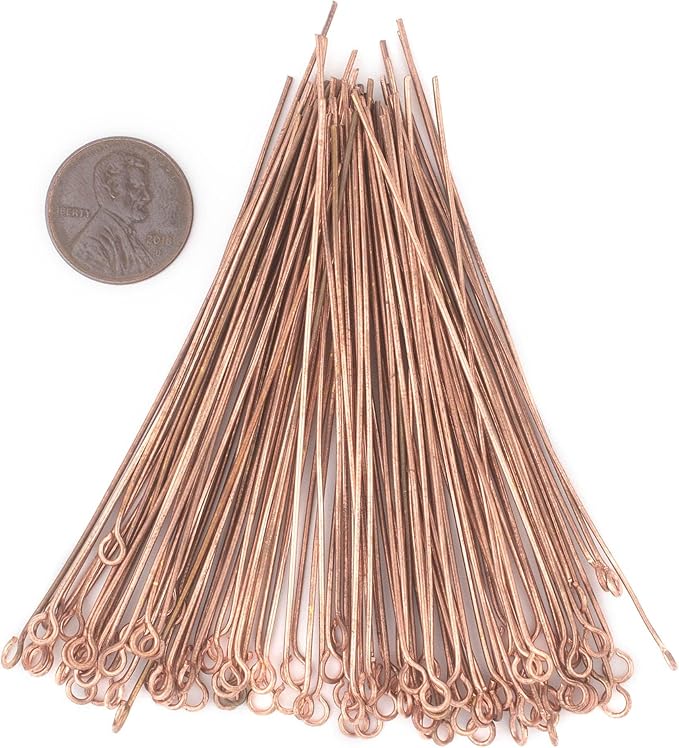 The Bead Chest Copper 21 Gauge 3 Inch Eye Pins (Approx 100 Pieces)
