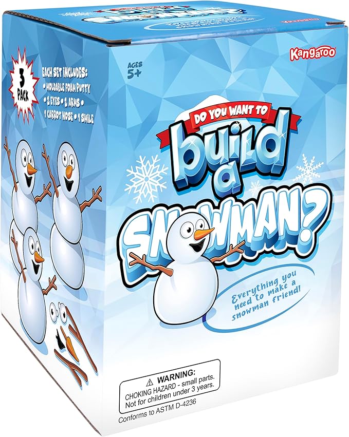 Kangaroo 3 Pack Build a Snowman Kit Snowballs Toys for Kids Stocking Stuffers - Snow Play Winter Toys Christmas Crafts DIY - Snow Man Kit Outdoor Modeling Clay Craft - Xmas Stocking Stuffers for Kids