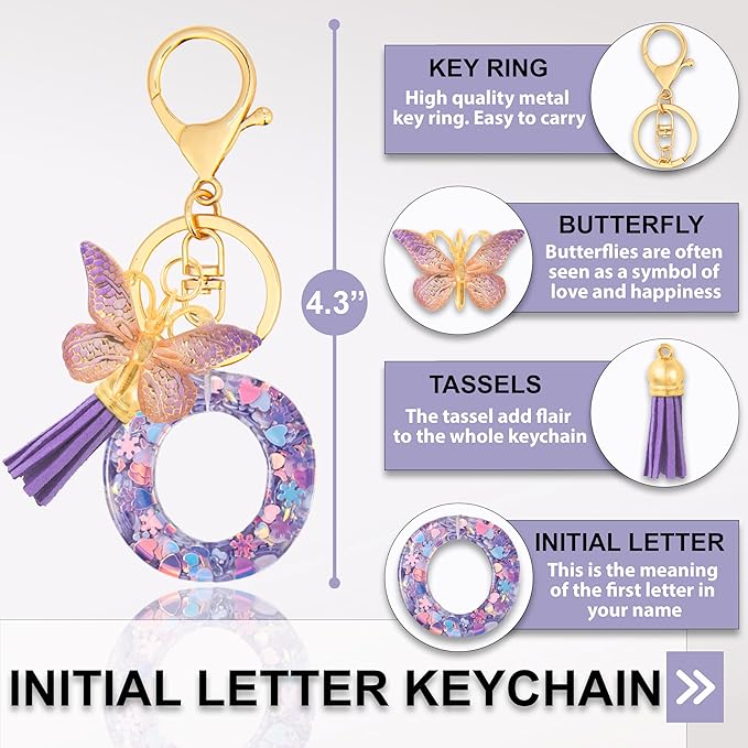 Alphabet Initial Letter Keychain Cute Heart Resin - Letter Keychain for Backpack Charms - Initial Keychains for Women