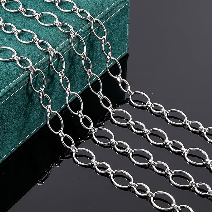 UMAOKANG 2 Meters Stainless Steel Jewelry Making Chains Bulk on Spool Oval Link Chain DIY Decorative Chain