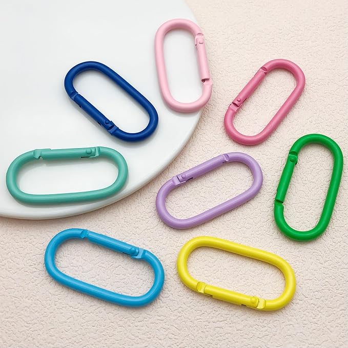 16 Pcs Oval Carabiners Keychain Clip, Cute Track Shape Carabiner Clip, Aluminum Carabiners, Versatile Keychain Clip for Keychains, Water Bottle Holders, Dog Leashes, and More