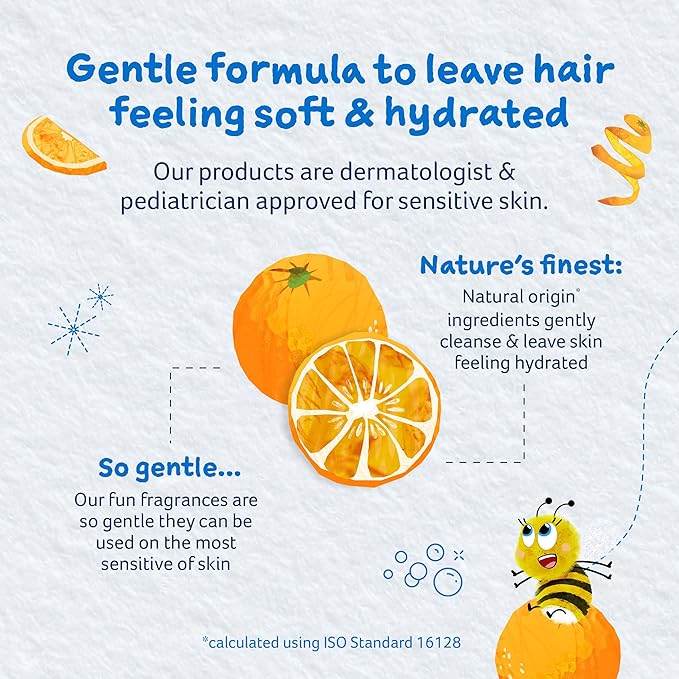Childs Farm, Kids Hair & Body Wash for Dry, Sensitive Skin, Organic Sweet Orange, Gently Cleanses, Vegan, Cruelty-Free, 8.4 Fl Oz
