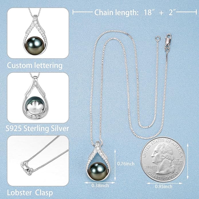 NONNYL Gifts for Women Mom Her Girlfriend Grandma Wife on Christmas Day Mothers Day Valentines Birthday Gifts Wedding Gift Jewelry Anniversary Tahitian Black Pearl Necklaces