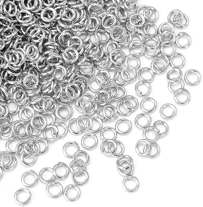 1000 Pcs 3mm Open Jump Rings Rhodium Plated Jump Rings for Jewelry Making Iron Made Single Ring Bulk for DIY Craft Earring Necklace Bracelet Pendant Choker Jewelry Making Findings