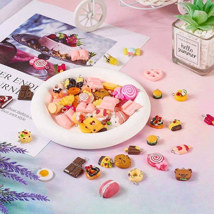 Craftdady Resin Plastic Miniature Food Snack Pendants Charms Ice Drink Juice Pendants Cute Bottle Fruit Keychain Charms Hang Ornament for DIY Craft Earring Bracelet Necklace Jewelry Making