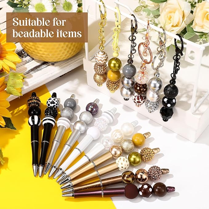 100 Pcs 20mm Rhinestone Bubblegum Beads for Pens Mixed Crystal Resin Chunky Beads for DIY Craft Keychain Necklace Bracelet Jewelry Making(Retro Color)