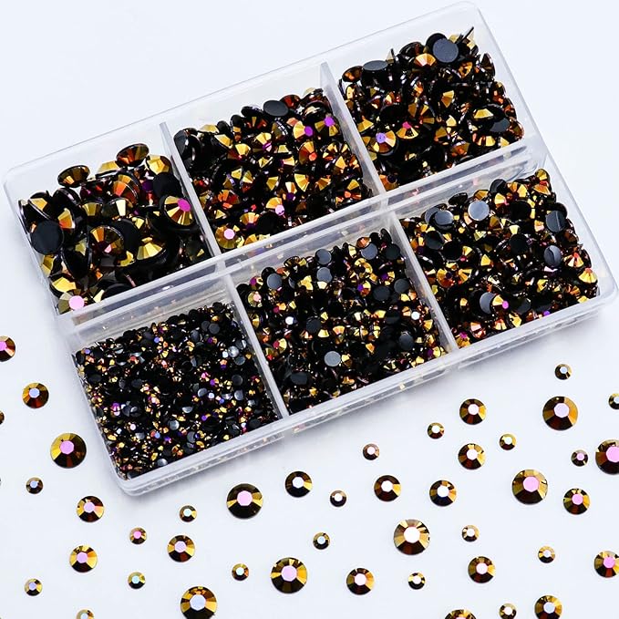 3000PCS Resin Flatback Rhinestone, 2mm 3mm 4mm 5mm 6mm Gold Rose AB Flatback Jelly Resin Rhinestones for Tumblers, Mugs, Bottles, Craft Decoration, Loose Bling Glitter Gem Stone