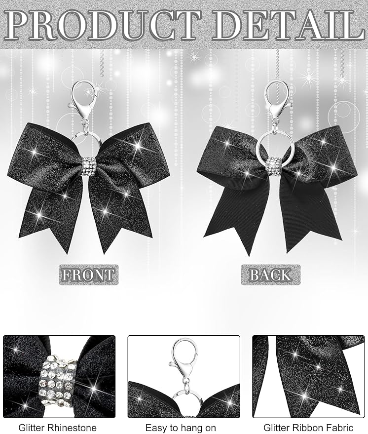 Tondiamo Cheer Bow Keychain Cheer Keychain with Rhinestones Cheerleader Keyrings for Teen Cheerleading Sports Accessory