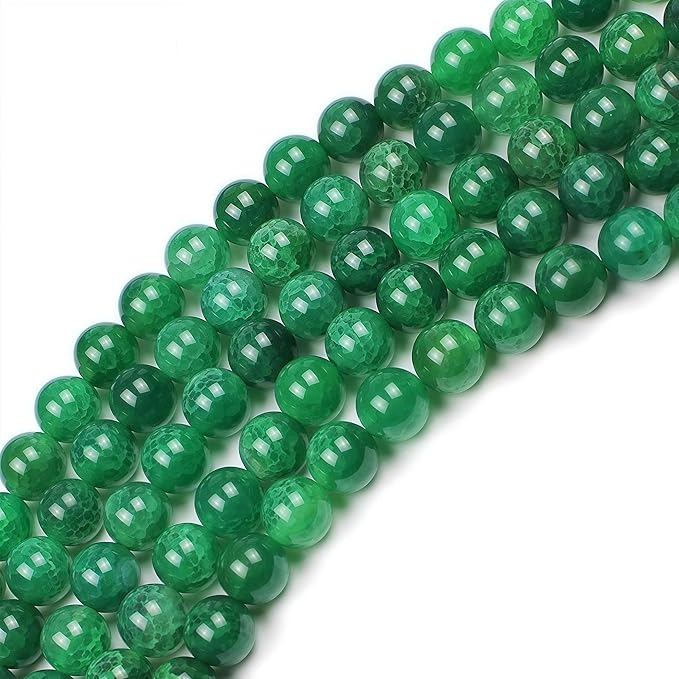 MJDCB Natural Stone Beads 6mm 60pcs Round Green Dragon Vein Agate Loose Gemstone Bead Charms for Jewelry Making Bracelet Necklace Earring Pendant