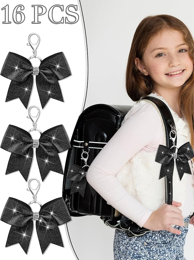 Tondiamo Cheer Bow Keychain Cheer Keychain with Rhinestones Cheerleader Keyrings for Teen Cheerleading Sports Accessory