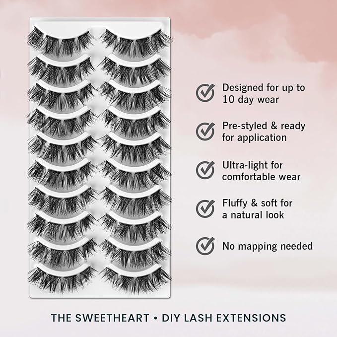 EASITENSION Pre Mapped Lash Clusters 160 Psc 20 sets per pack Lash Clusters DIY Eyelash Extension Doll-Eyed Pre Maped Cat Eye Spiky Cluster Eyelashes