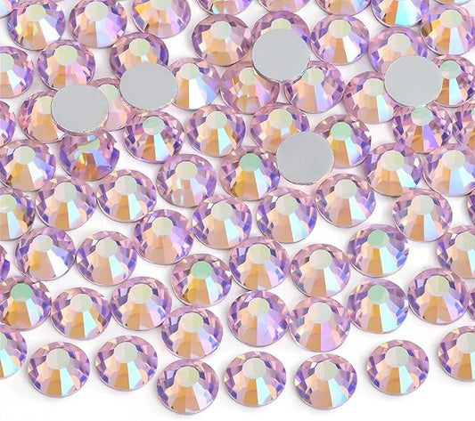 Jollin Glue Fix Crystal Flatback Rhinestones Glass Diamantes Gems for Crafting Nail Art Crafts Decorations Clothes Shoes 4.0mm (ss16 1440pcs, Pink AB)