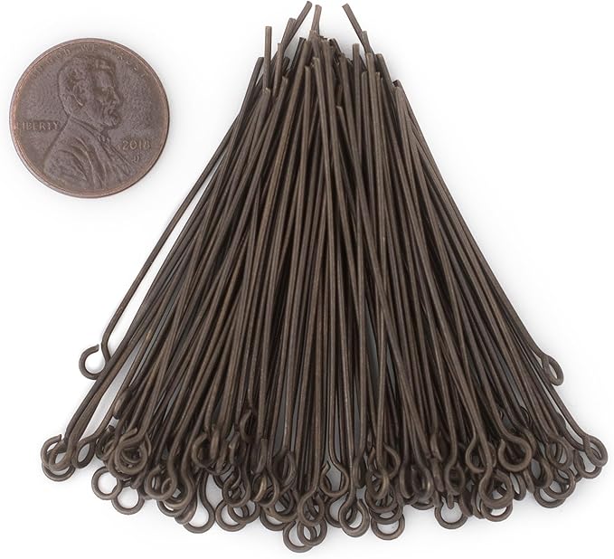 The Bead Chest Antiqued Brass 21 Gauge 2 Inch Eye Pins (Approx 100 Pieces)