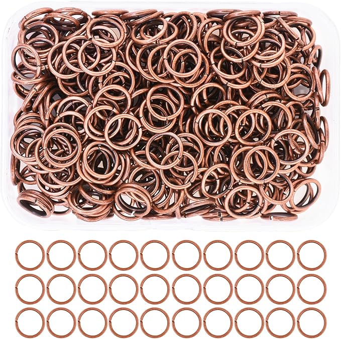 Mandala Crafts Assorted Antique Copper Color Jump Rings Jewelry Findings Metal O Rings for Jewelry Making Supplies - 300 12mm Small Open Jump Rings Kit for Necklace Earring