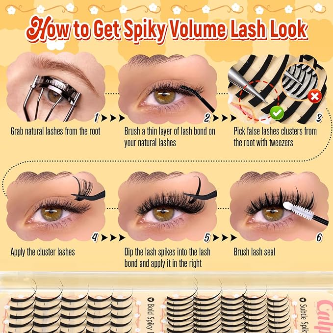 Lash Clusters with Spikes Eyelash Clusters Manga Spike Lash Extension D-Curve Individual Lashes Spiky Cluster Eyelash Extensions 13-21MM Lash Spikes 260PCS DIY Anime Lash Extensions by calphdiar