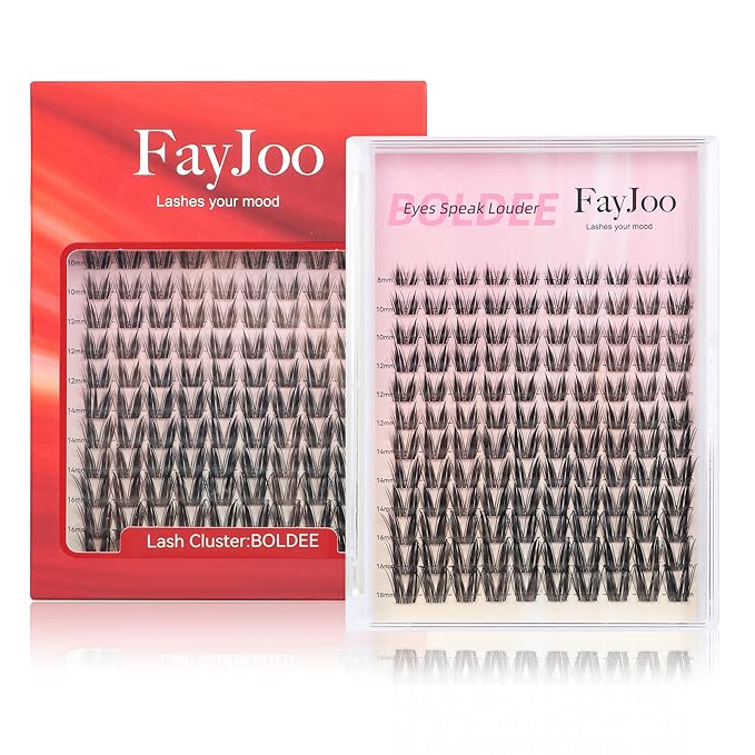 Dramatic Volume Lash Clusters, 0.05mm Thin Band 8-18mm C Curl, DIY Lash Extension Reusable, FayJoo BOLDEE 11 Lash Only