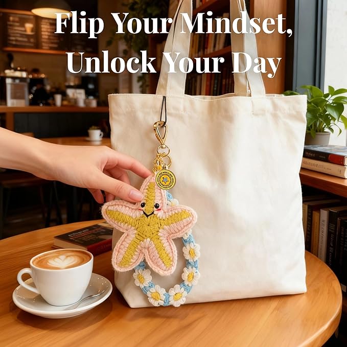 Handmade Crochet Keychains with Daisy Wristband - Inspirational Gifts for Women, Graduation, Birthday