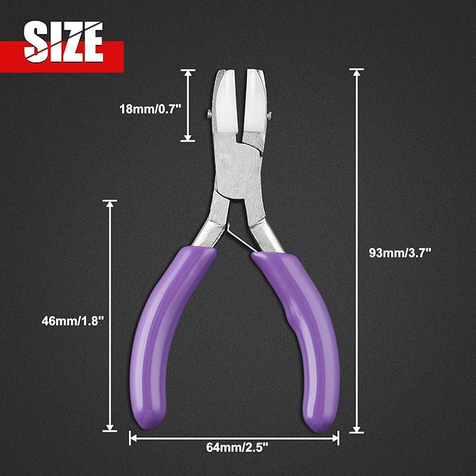 3 Inch Flat Nylon Jaw Pliers, Double Nylon Flat Jaw, Purple Handle, Jewelry Making Tools