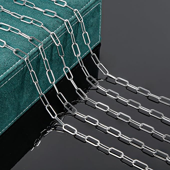 UMAOKANG 6.6 Feet Stainless Steel Chains for Jewelry Making Paperclip Link Craft Chain Roll with Jump Rings and Lobster Clasps