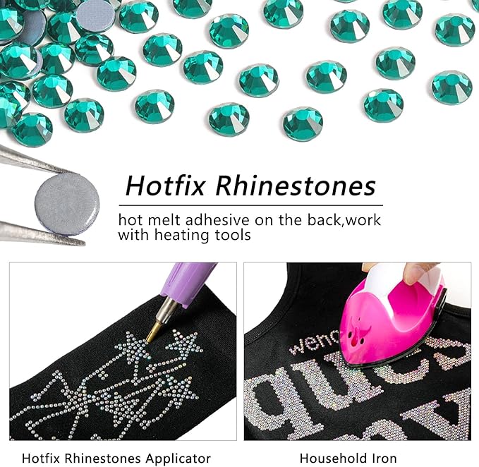 Beadsland Hotfix Rhinestones, 2880pcs Flatback Crystal Rhinestones for Crafts Clothes DIY Decoration, Blue Zircon, SS10, 2.7-2.9mm