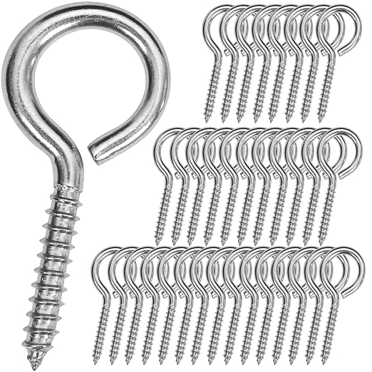 20PCS 2.55 inches Screw Eyes M5 304 Stainless Steel Eye Screws, Heavy Duty Screw, Eye Hooks Screw Eye Bolts Eye Hooks Screw, Indoor & Outdoor Uses (20, M5-2.55inch)