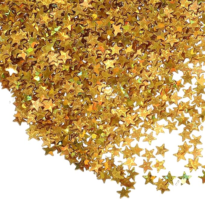 uxcell 1.94oz(55g) Star Glitter Confetti, 3mm Art Craft Glitter Holographic Sequins Table Confetti Laser Sequins for Crafts DIY Nail and Party Wedding Festival Decoration, Laser Gold