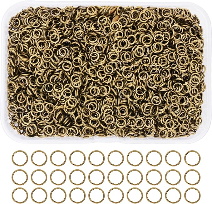 Mandala Crafts Assorted Antique Brass Jump Rings Jewelry Findings Metal O Rings for Jewelry Making Supplies - 5000 3mm Small Open Jump Rings Kit for Necklace Earring