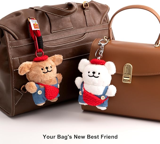 YOU WIZV Cute Dog Plush Keychain for Women - Kawaii Stuffed Animal Charm for Purse, Backpack & Bag Accessories