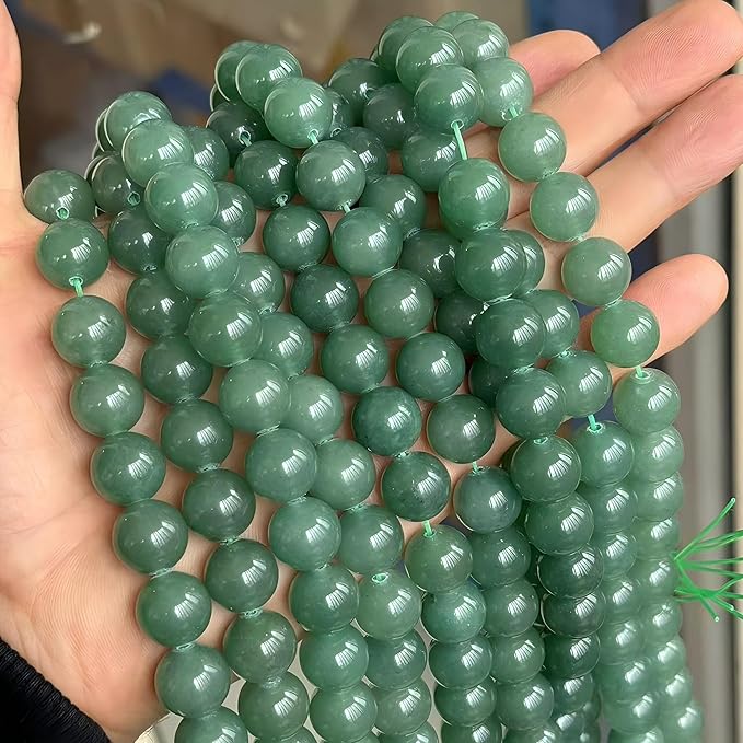 MJDCB Natural Stone Beads Green Aventurine Round Loose Beads for Jewelry Making DIY Bracelet Necklace (12mm)