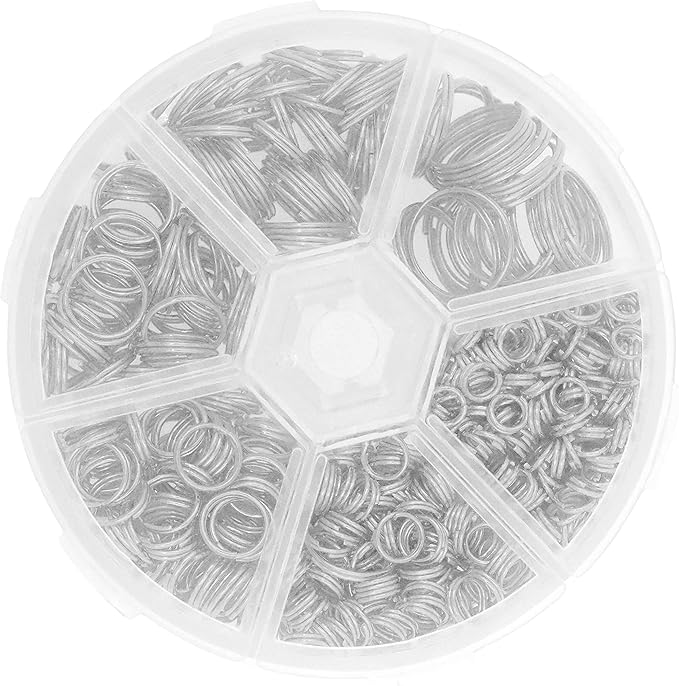 Mandala Crafts Assorted Silver Colored Double Jump Rings for Jewelry Making - 540 Pcs Mini Split Key Rings Set for Crafts, DIY Keychains, and Accessories