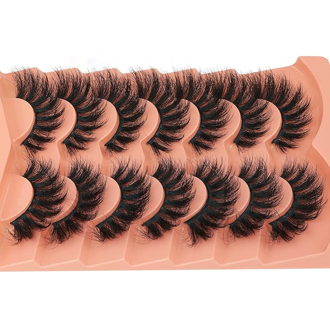 Fluff Eyelashes 8D Fox Eye lashes 18mm Natural False Eyelashes 7 Pairs Full Volume Faux Mink Lashes Multipack by TOOCHUNAG
