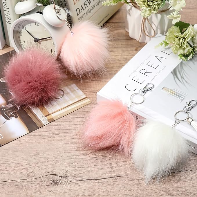 Tatuo 16 Pcs Faux Fur Pom Poms for Hat 4 Inches Large Fluffy Pom Balls for Crafts Knitting Beanies Shoes Scarves Bag Pompoms Keychain Charms Winter DIY Accessories (Multicolor)